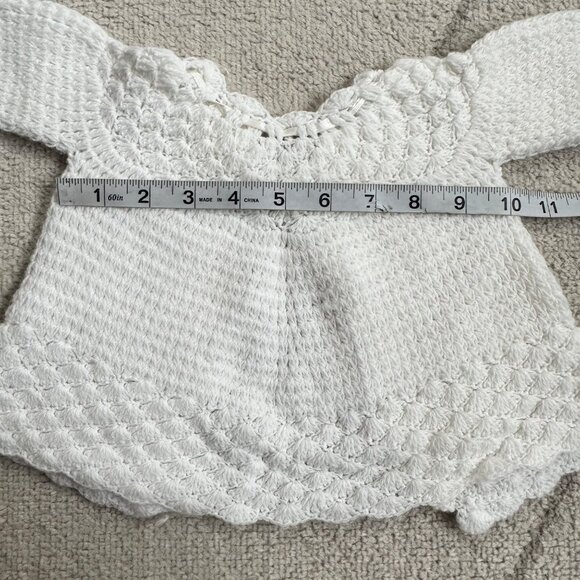 Vintage Hand-Crocheted Baby Set With Bonnet & Booties Pink Embroidered Flowers S - Picture 4 of 9